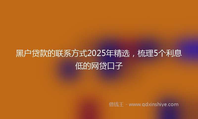 黑户贷款的联系方式2025年精选，梳理5个利息低的网贷口子