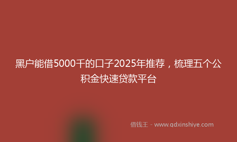 黑户能借5000千的口子2025年推荐，梳理五个公积金快速贷款平台