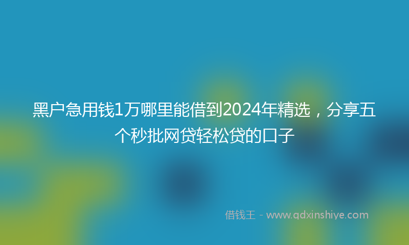 黑户急用钱1万哪里能借到2024年精选，分享五个秒批网贷轻松贷的口子