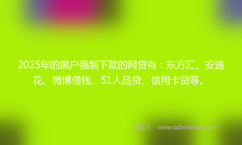 2025年的黑户强制下款的网贷有：东方汇、安逸花、微博借钱、51人品贷、信用卡贷等。