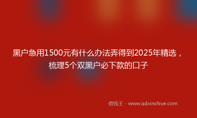 黑户急用1500元有什么办法弄得到2025年精选，梳理5个双黑户必下款的口子