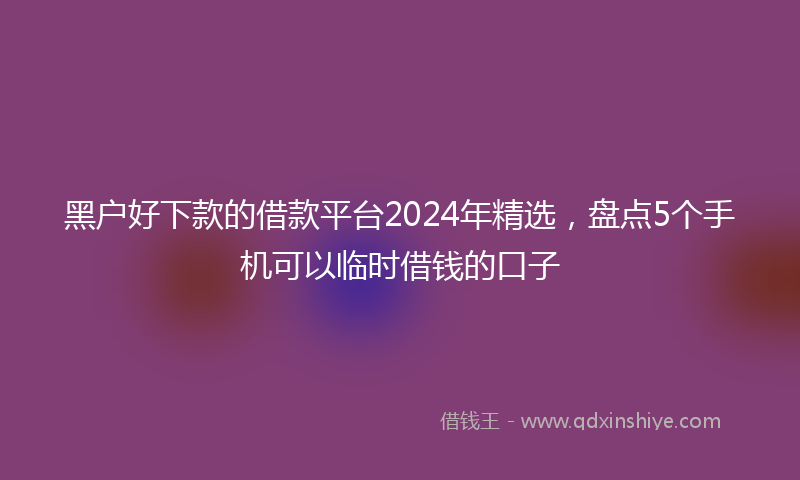 黑户好下款的借款平台2024年精选，盘点5个手机可以临时借钱的口子