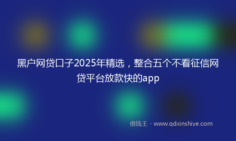 黑户网贷口子2025年精选，整合五个不看征信网贷平台放款快的app