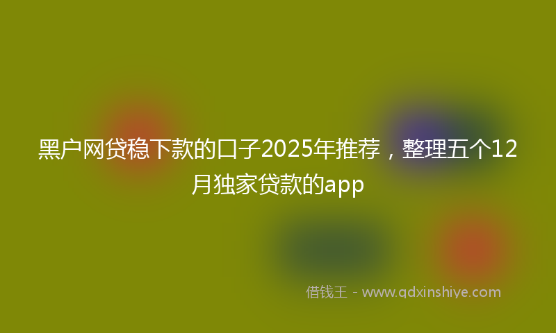 黑户网贷稳下款的口子2025年推荐，整理五个12月独家贷款的app