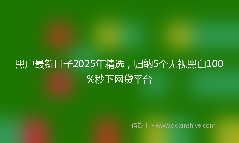 黑户最新口子2025年精选，归纳5个无视黑白100%秒下网贷平台