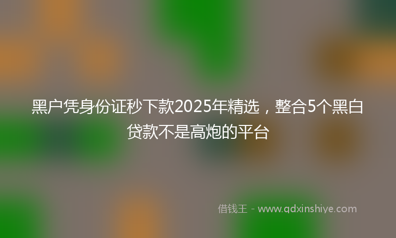 黑户凭身份证秒下款2025年精选，整合5个黑白贷款不是高炮的平台