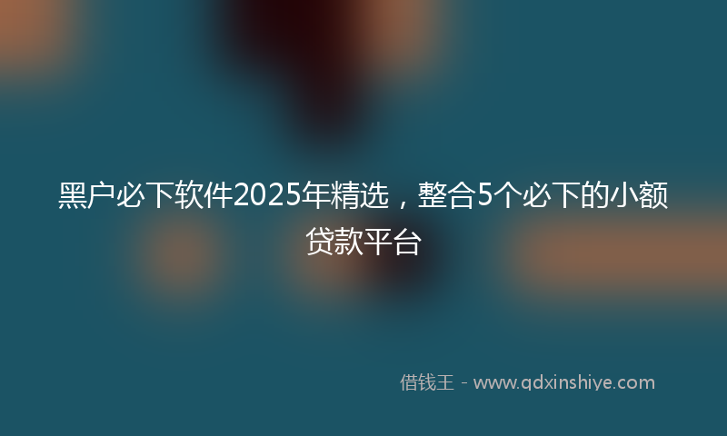 黑户必下软件2025年精选，整合5个必下的小额贷款平台