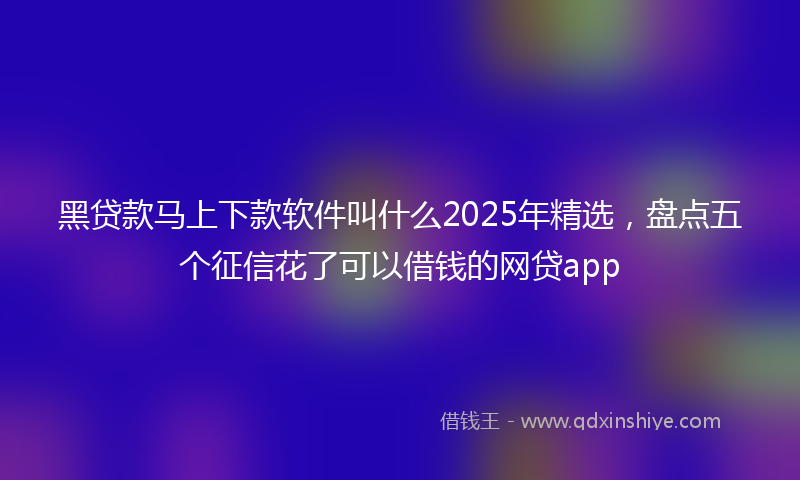 黑贷款马上下款软件叫什么2025年精选，盘点五个征信花了可以借钱的网贷app