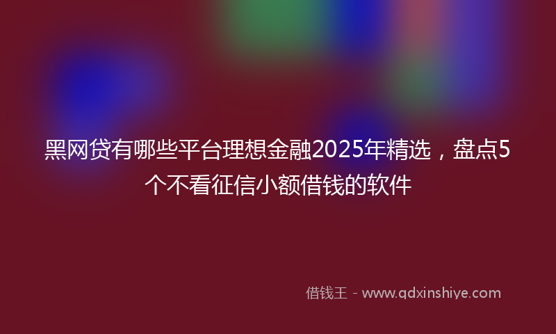黑网贷有哪些平台理想金融2025年精选，盘点5个不看征信小额借钱的软件