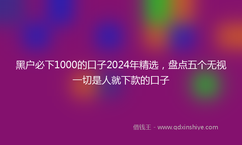 黑户必下1000的口子2024年精选，盘点五个无视一切是人就下款的口子