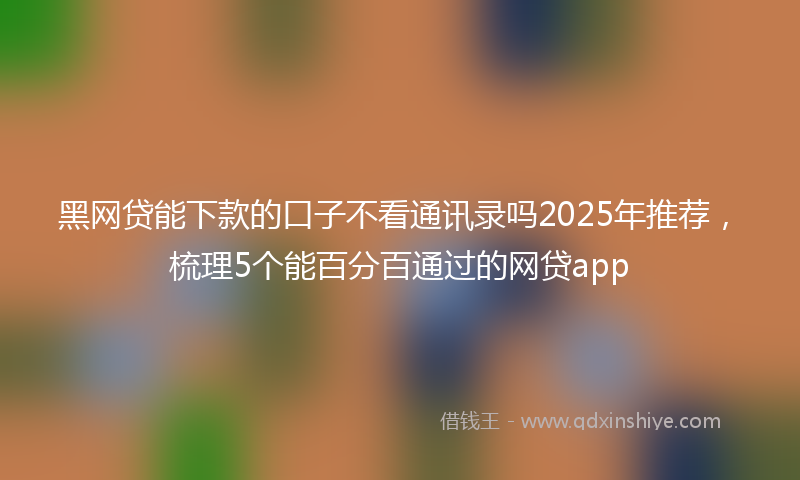 黑网贷能下款的口子不看通讯录吗2025年推荐，梳理5个能百分百通过的网贷app