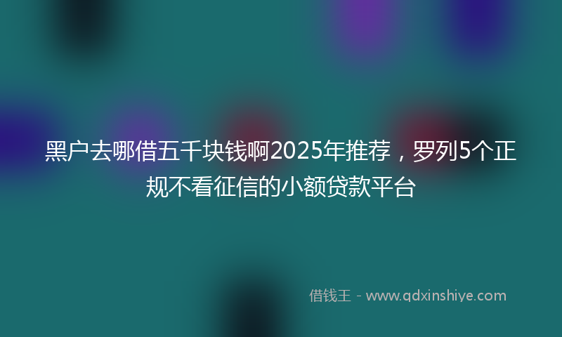 黑户去哪借五千块钱啊2025年推荐，罗列5个正规不看征信的小额贷款平台