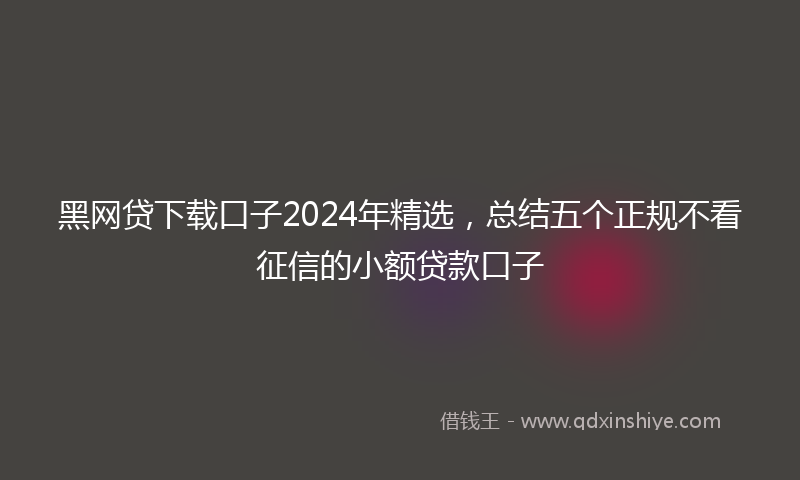 黑网贷下载口子2024年精选，总结五个正规不看征信的小额贷款口子