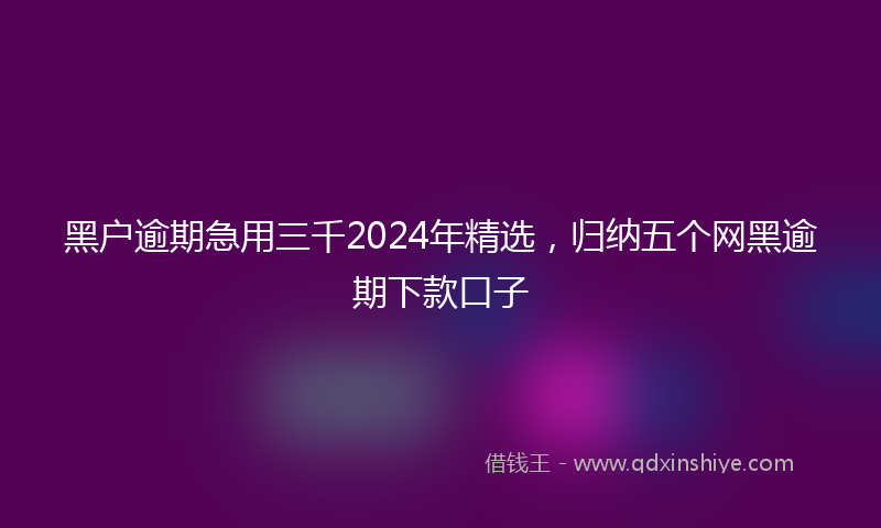 黑户逾期急用三千2024年精选，归纳五个网黑逾期下款口子