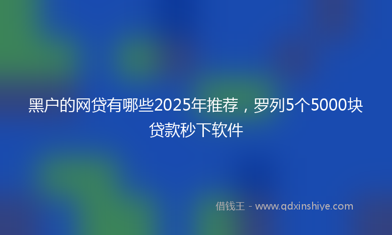 黑户的网贷有哪些2025年推荐，罗列5个5000块贷款秒下软件
