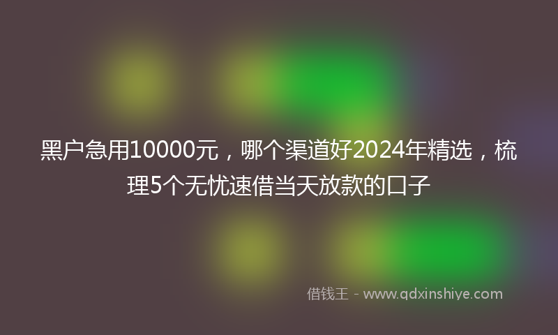 黑户急用10000元，哪个渠道好2024年精选，梳理5个无忧速借当天放款的口子