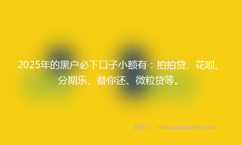 2025年的黑户必下口子小额有：拍拍贷、花呗、分期乐、替你还、微粒贷等。