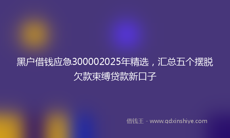 黑户借钱应急300002025年精选，汇总五个摆脱欠款束缚贷款新口子