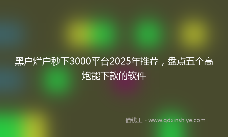 黑户烂户秒下3000平台2025年推荐，盘点五个高炮能下款的软件