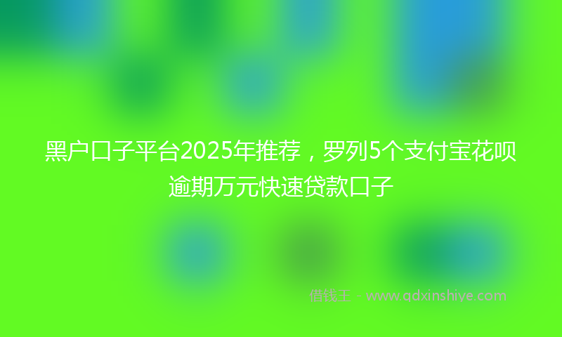 黑户口子平台2025年推荐，罗列5个支付宝花呗逾期万元快速贷款口子