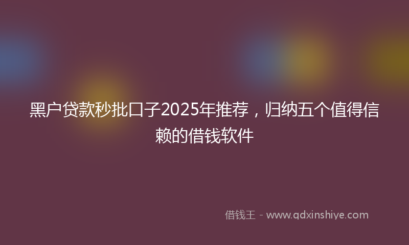 黑户贷款秒批口子2025年推荐，归纳五个值得信赖的借钱软件
