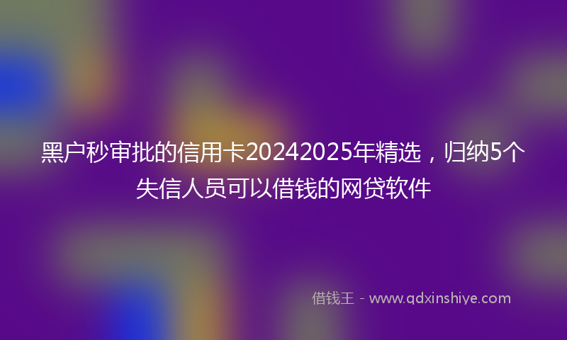 黑户秒审批的信用卡20242025年精选，归纳5个失信人员可以借钱的网贷软件