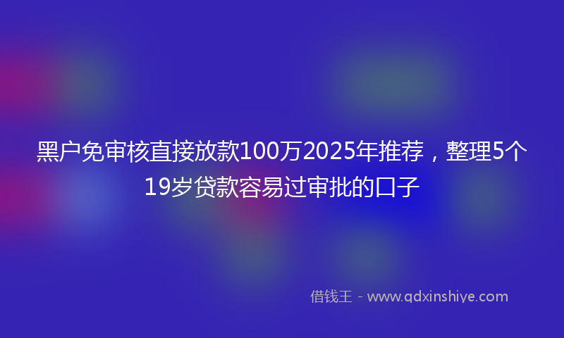 黑户免审核直接放款100万2025年推荐，整理5个19岁贷款容易过审批的口子