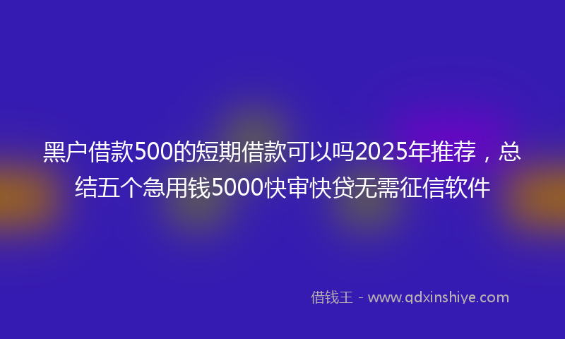 黑户借款500的短期借款可以吗2025年推荐，总结五个急用钱5000快审快贷无需征信软件