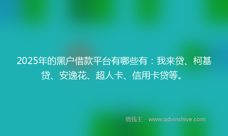 2025年的黑户借款平台有哪些有：我来贷、柯基贷、安逸花、超人卡、信用卡贷等。