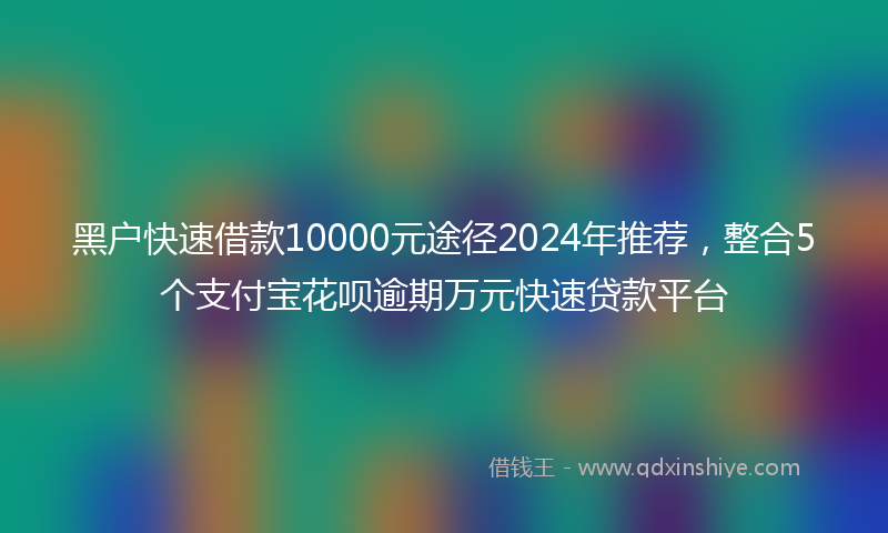 黑户快速借款10000元途径2024年推荐，整合5个支付宝花呗逾期万元快速贷款平台