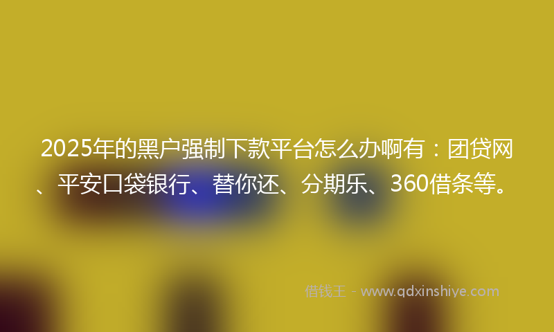 2025年的黑户强制下款平台怎么办啊有：团贷网、平安口袋银行、替你还、分期乐、360借条等。