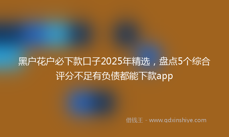 黑户花户必下款口子2025年精选，盘点5个综合评分不足有负债都能下款app