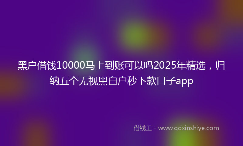 黑户借钱10000马上到账可以吗2025年精选，归纳五个无视黑白户秒下款口子app