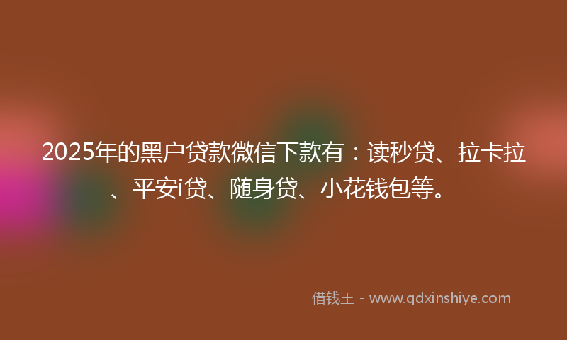 2025年的黑户贷款微信下款有：读秒贷、拉卡拉、平安i贷、随身贷、小花钱包等。