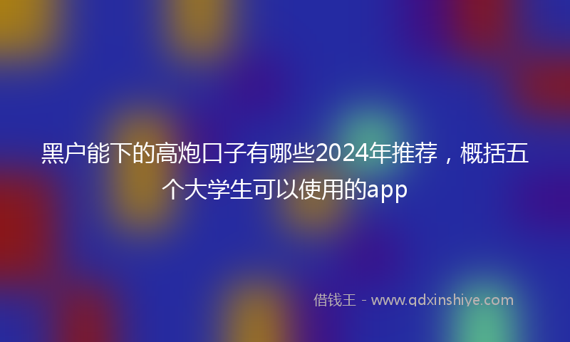 黑户能下的高炮口子有哪些2024年推荐，概括五个大学生可以使用的app
