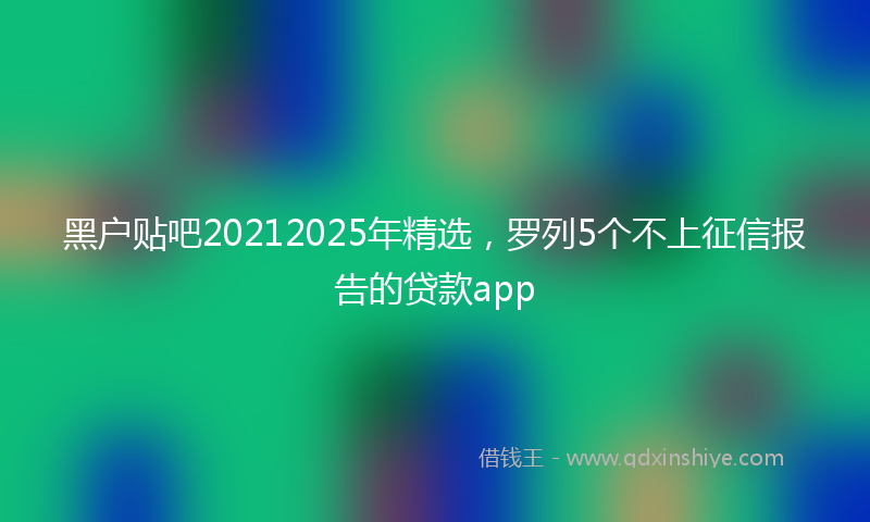 黑户贴吧20212025年精选，罗列5个不上征信报告的贷款app