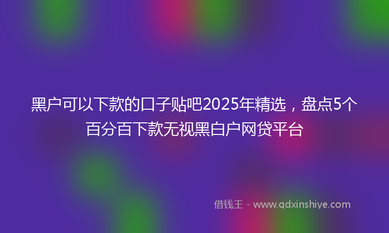 黑户可以下款的口子贴吧2025年精选，盘点5个百分百下款无视黑白户网贷平台