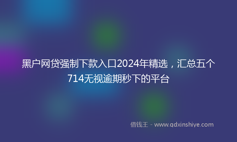 黑户网贷强制下款入口2024年精选，汇总五个714无视逾期秒下的平台