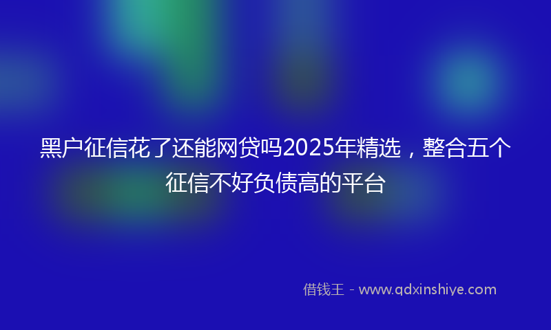 黑户征信花了还能网贷吗2025年精选，整合五个征信不好负债高的平台