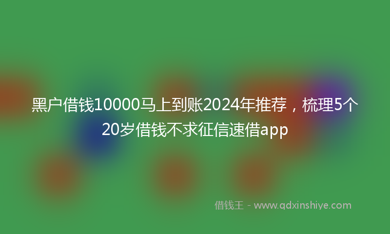 黑户借钱10000马上到账2024年推荐，梳理5个20岁借钱不求征信速借app