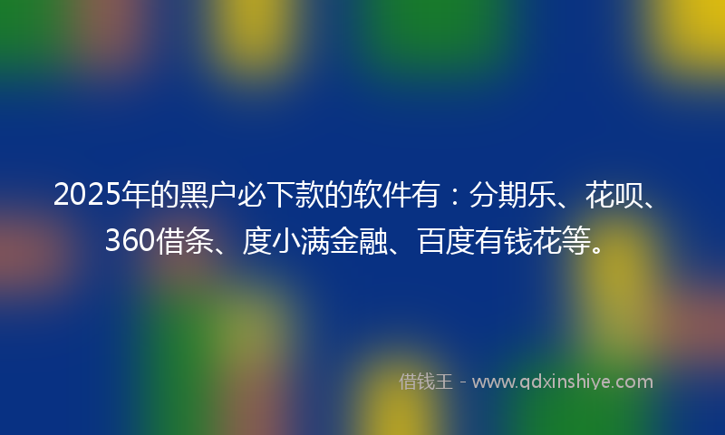 2025年的黑户必下款的软件有：分期乐、花呗、360借条、度小满金融、百度有钱花等。
