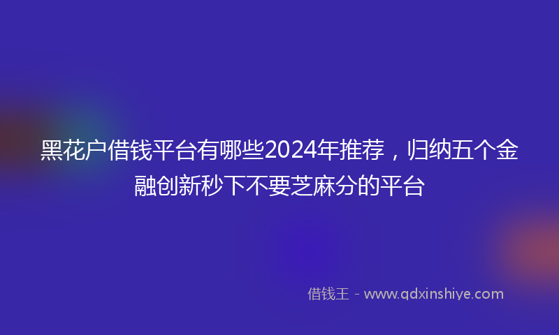 黑花户借钱平台有哪些2024年推荐，归纳五个金融创新秒下不要芝麻分的平台