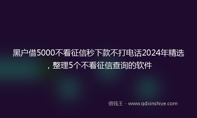 黑户借5000不看征信秒下款不打电话2024年精选，整理5个不看征信查询的软件