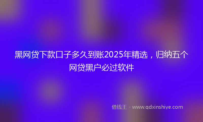 黑网贷下款口子多久到账2025年精选，归纳五个网贷黑户必过软件