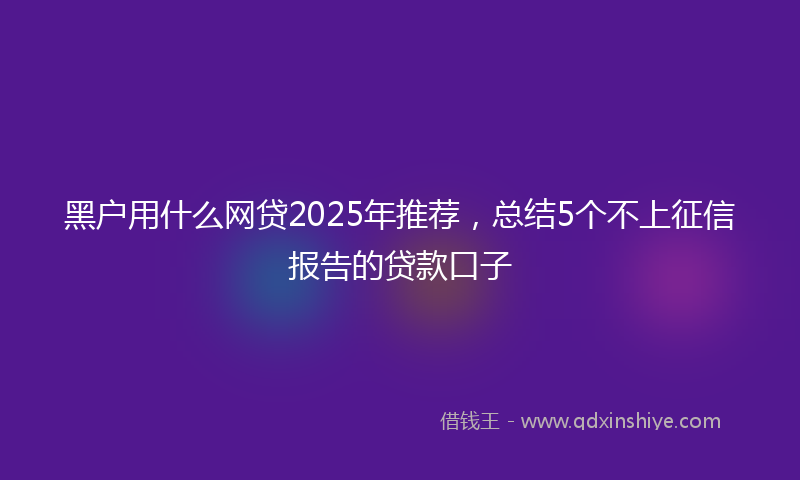 黑户用什么网贷2025年推荐，总结5个不上征信报告的贷款口子