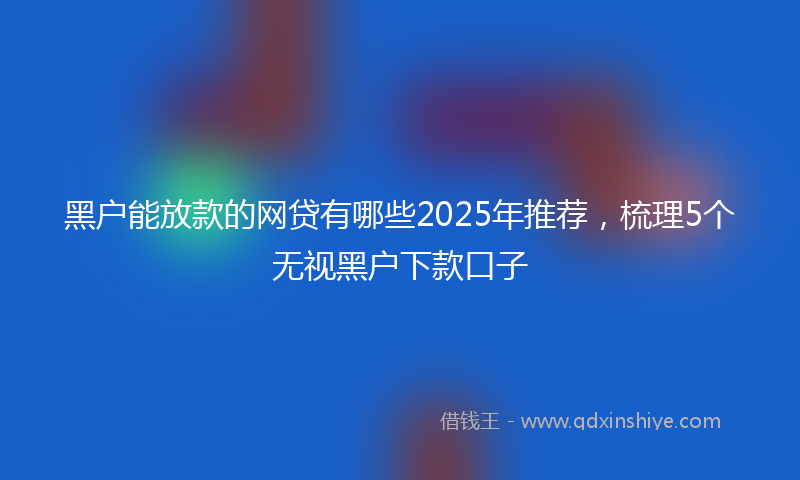 黑户能放款的网贷有哪些2025年推荐，梳理5个无视黑户下款口子