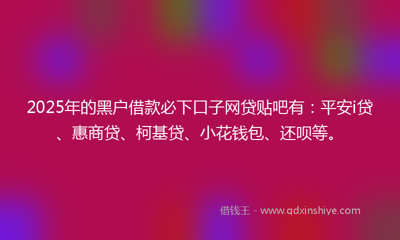 2025年的黑户借款必下口子网贷贴吧有：平安i贷、惠商贷、柯基贷、小花钱包、还呗等。