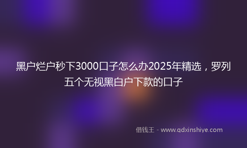 黑户烂户秒下3000口子怎么办2025年精选，罗列五个无视黑白户下款的口子