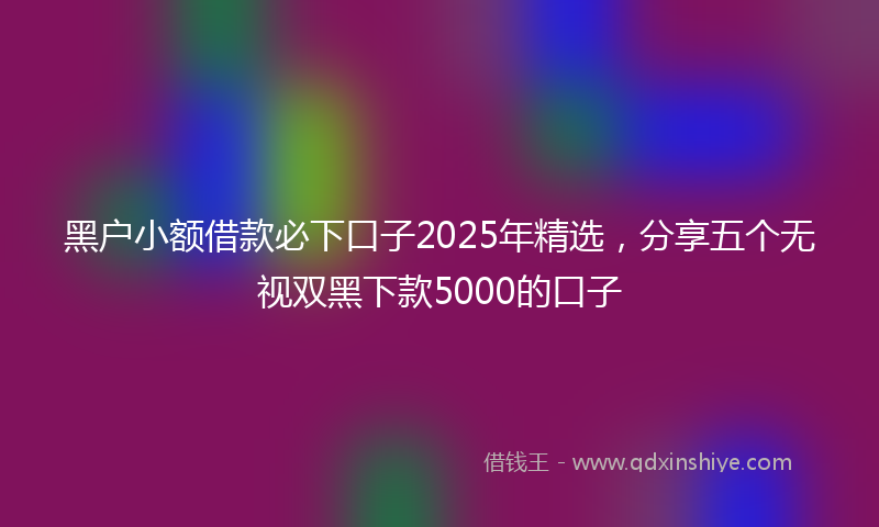 黑户小额借款必下口子2025年精选，分享五个无视双黑下款5000的口子