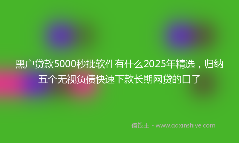 黑户贷款5000秒批软件有什么2025年精选，归纳五个无视负债快速下款长期网贷的口子